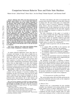 Comparison between Behavior Trees and Finite State Machines