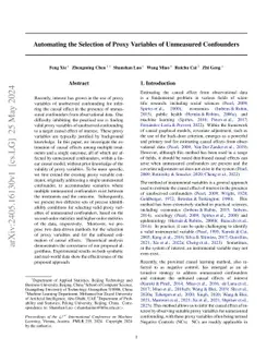 Automating the Selection of Proxy Variables of Unmeasured Confounders