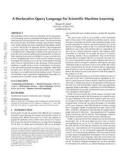 A Declarative Query Language for Scientific Machine Learning