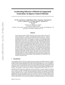 Accelerating Inference of Retrieval-Augmented Generation via Sparse
  Context Selection