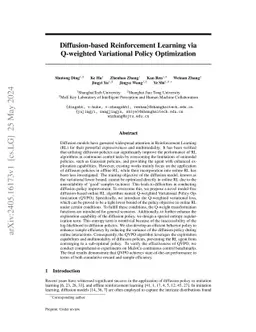 Diffusion-based Reinforcement Learning via Q-weighted Variational Policy
  Optimization