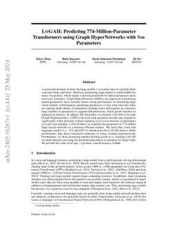 LoGAH: Predicting 774-Million-Parameter Transformers using Graph
  HyperNetworks with 1/100 Parameters