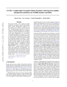 LUCIE: A Lightweight Uncoupled ClImate Emulator with long-term stability and physical consistency for O(1000)-member ensembles