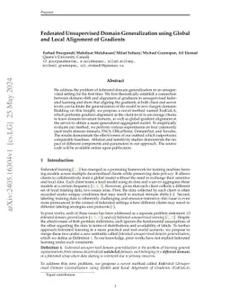 Federated Unsupervised Domain Generalization using Global and Local Alignment of Gradients