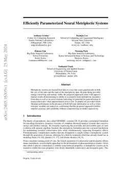 Efficiently Parameterized Neural Metriplectic Systems