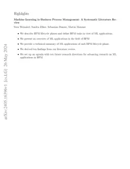 Machine learning in business process management: A systematic literature
  review