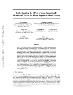 Understanding the Effect of using Semantically Meaningful Tokens for Visual Representation Learning