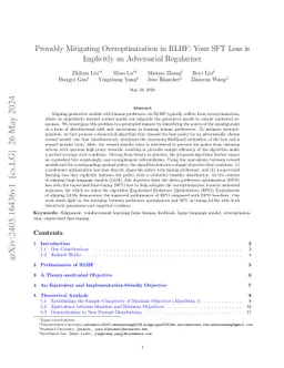 Provably Mitigating Overoptimization in RLHF: Your SFT Loss is
  Implicitly an Adversarial Regularizer
