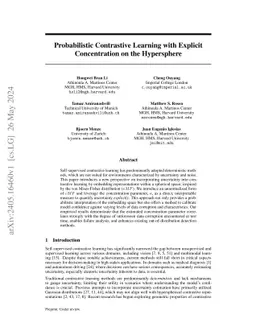 Probabilistic Contrastive Learning with Explicit Concentration on the
  Hypersphere