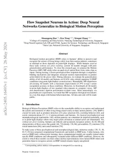 Flow Snapshot Neurons in Action: Deep Neural Networks Generalize to
  Biological Motion Perception