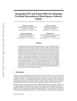 Integrating GNN and Neural ODEs for Estimating Two-Body Interactions in
  Mixed-Species Collective Motion