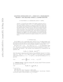 Adaptive estimation of $\mathbb{L}_2$-norm of a probability density and
  related topics I. Lower bounds