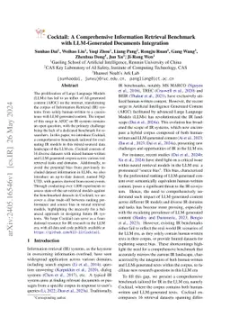 Cocktail: A Comprehensive Information Retrieval Benchmark with
  LLM-Generated Documents Integration