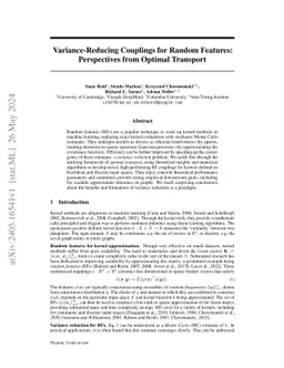 Variance-Reducing Couplings for Random Features: Perspectives from
  Optimal Transport