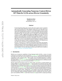 Automatically Generating Numerous Context-Driven SFT Data for LLMs
  across Diverse Granularity