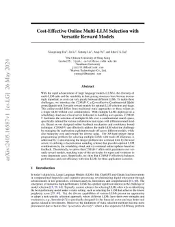 Cost-Effective Online Multi-LLM Selection with Versatile Reward Models