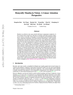 Demystify Mamba in Vision: A Linear Attention Perspective