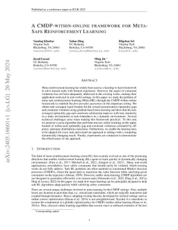 A CMDP-within-online framework for Meta-Safe Reinforcement Learning