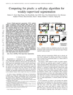 Competing for pixels: a self-play algorithm for weakly-supervised
  segmentation