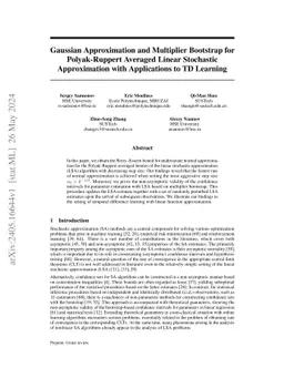 Gaussian Approximation and Multiplier Bootstrap for Polyak-Ruppert Averaged Linear Stochastic Approximation with Applications to TD Learning