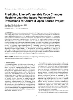 Predicting Likely-Vulnerable Code Changes: Machine Learning-based
  Vulnerability Protections for Android Open Source Project