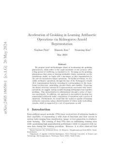Acceleration of Grokking in Learning Arithmetic Operations via
  Kolmogorov-Arnold Representation
