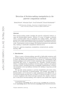 Detection of decision-making manipulation in the pairwise comparisons
  method