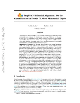 Implicit Multimodal Alignment: On the Generalization of Frozen LLMs to
  Multimodal Inputs