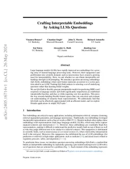 Crafting Interpretable Embeddings by Asking LLMs Questions