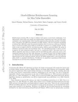 Oracle-Efficient Reinforcement Learning for Max Value Ensembles