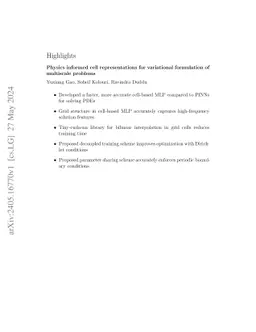 Physics informed cell representations for variational formulation of
  multiscale problems