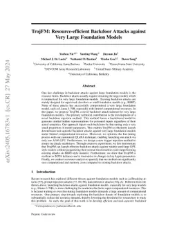 TrojFM: Resource-efficient Backdoor Attacks against Very Large
  Foundation Models