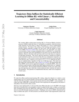 Trajectory Data Suffices for Statistically Efficient Learning in Offline
  RL with Linear $q^π$-Realizability and Concentrability