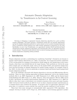 Automatic Domain Adaptation by Transformers in In-Context Learning