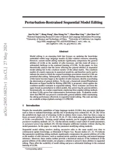 Perturbation-Restrained Sequential Model Editing