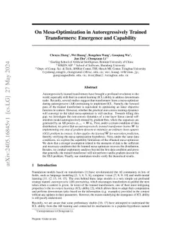 On Mesa-Optimization in Autoregressively Trained Transformers: Emergence
  and Capability