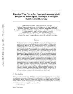 Knowing What Not to Do: Leverage Language Model Insights for Action
  Space Pruning in Multi-agent Reinforcement Learning