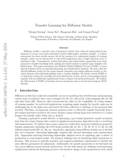 Transfer Learning for Diffusion Models