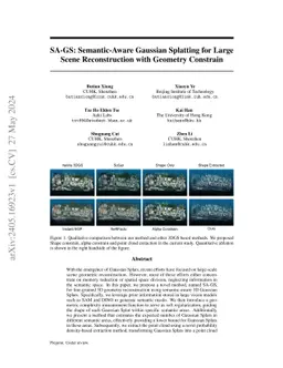 SA-GS: Semantic-Aware Gaussian Splatting for Large Scene Reconstruction
  with Geometry Constrain