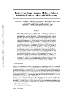 Empowering Large Language Models to Set up a Knowledge Retrieval Indexer
  via Self-Learning
