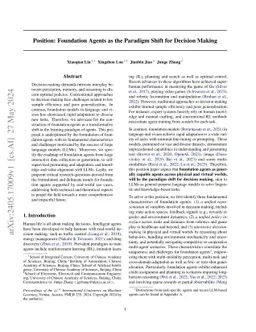 Position: Foundation Agents as the Paradigm Shift for Decision Making