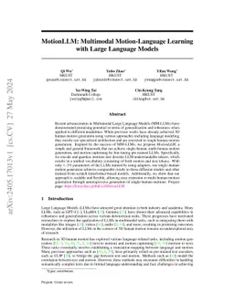 MotionLLM: Multimodal Motion-Language Learning with Large Language
  Models