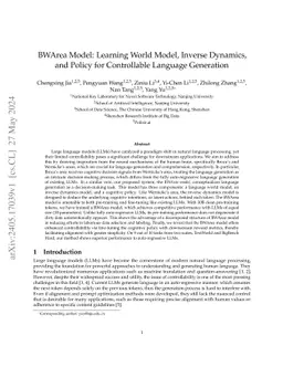 BWArea Model: Learning World Model, Inverse Dynamics, and Policy for
  Controllable Language Generation