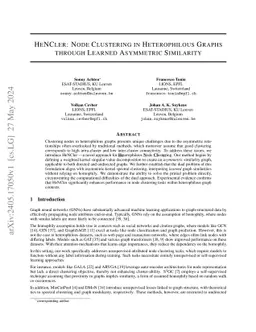 HeNCler: Node Clustering in Heterophilous Graphs via Learned Asymmetric Similarity