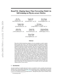 BeamVQ: Aligning Space-Time Forecasting Model via Self-training on
  Physics-aware Metrics