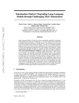 Tokenization Matters! Degrading Large Language Models through Challenging Their Tokenization