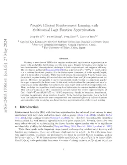 Provably Efficient Reinforcement Learning with Multinomial Logit Function Approximation