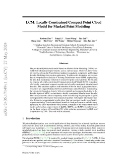 LCM: Locally Constrained Compact Point Cloud Model for Masked Point
  Modeling