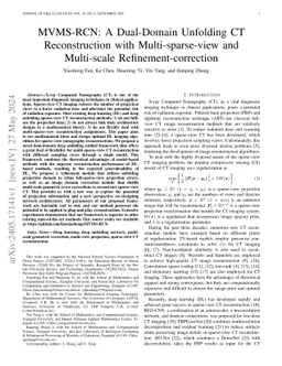 MVMS-RCN: A Dual-Domain Unfolding CT Reconstruction with
  Multi-sparse-view and Multi-scale Refinement-correction