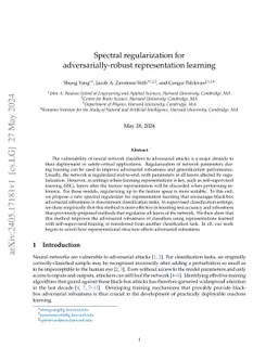 Spectral regularization for adversarially-robust representation learning